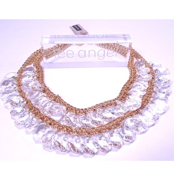Neiman Marcus Lee Angel Double Lucite Teardrop Link Statement Necklace NWT 550 - Picture 1 of 6